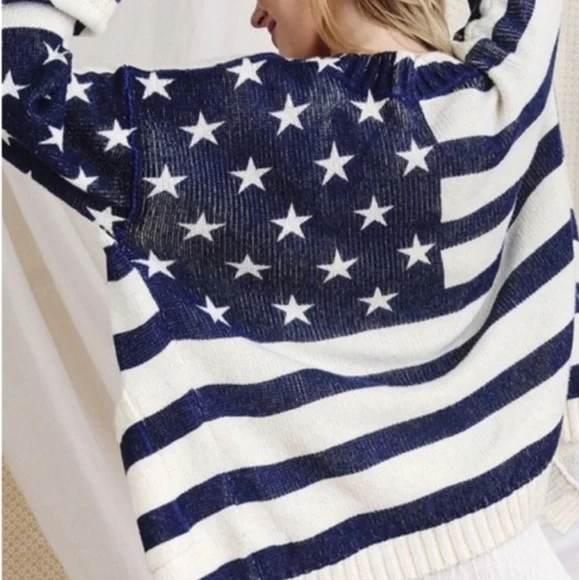 LAST ONE! Super Fun Stars & Stripes Cardigan Perfect for Fourth of July! - Picture 4 of 7